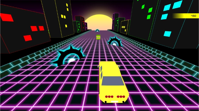 In-game view with obstacles