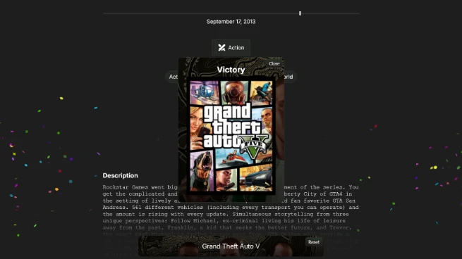 Game victory display, once the game is found